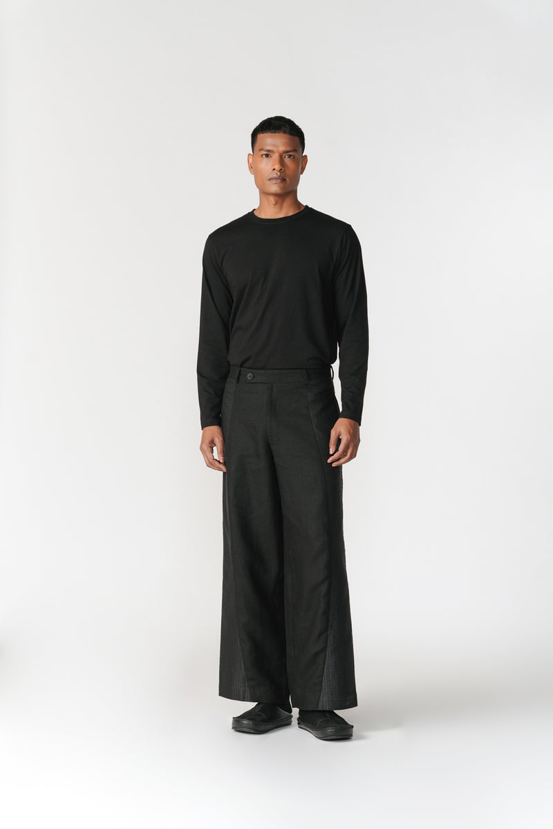 Wide-Leg Side Panel Pants pant/trouser by Turn Black in black for men Worldwide
