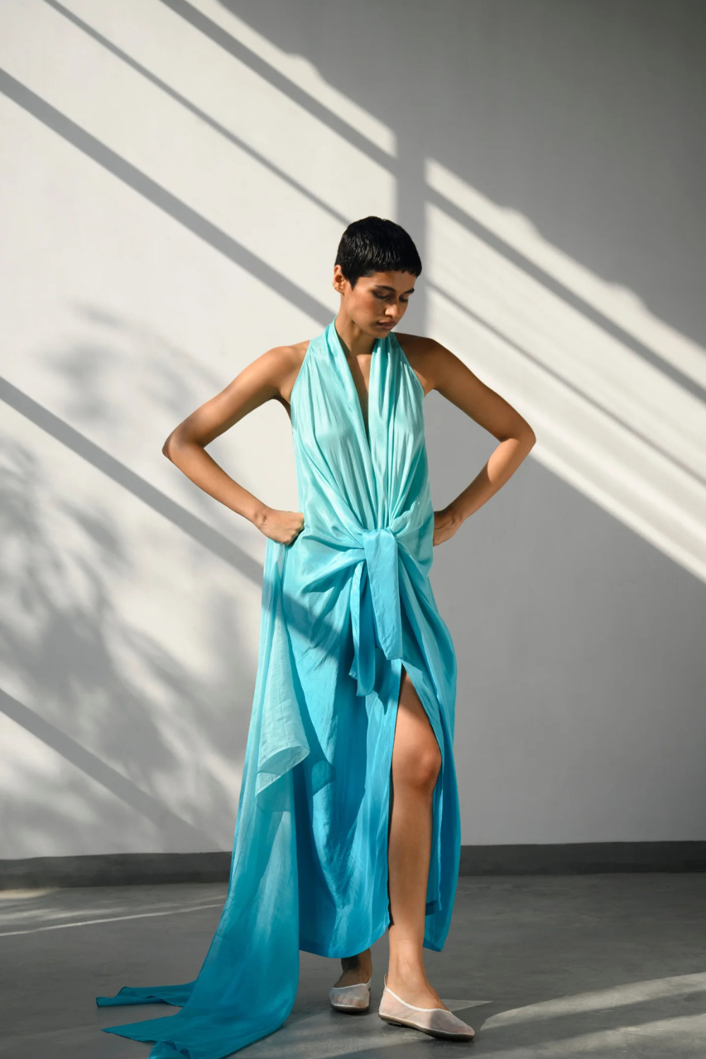 SOLANA OMBRE KNOTTED DRESS