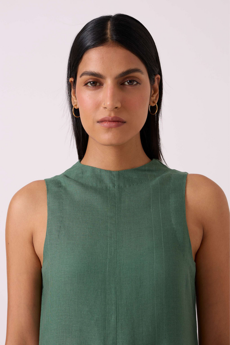 Pierre Green Linen Dress linen by The Summer House for women Worldwide