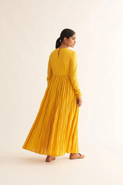 BRIGHT YELLOW GHOOMAR ANARKALI SET