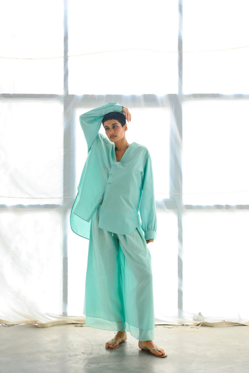USHNA SHIRT SET silk by Ituvana for women Worldwide