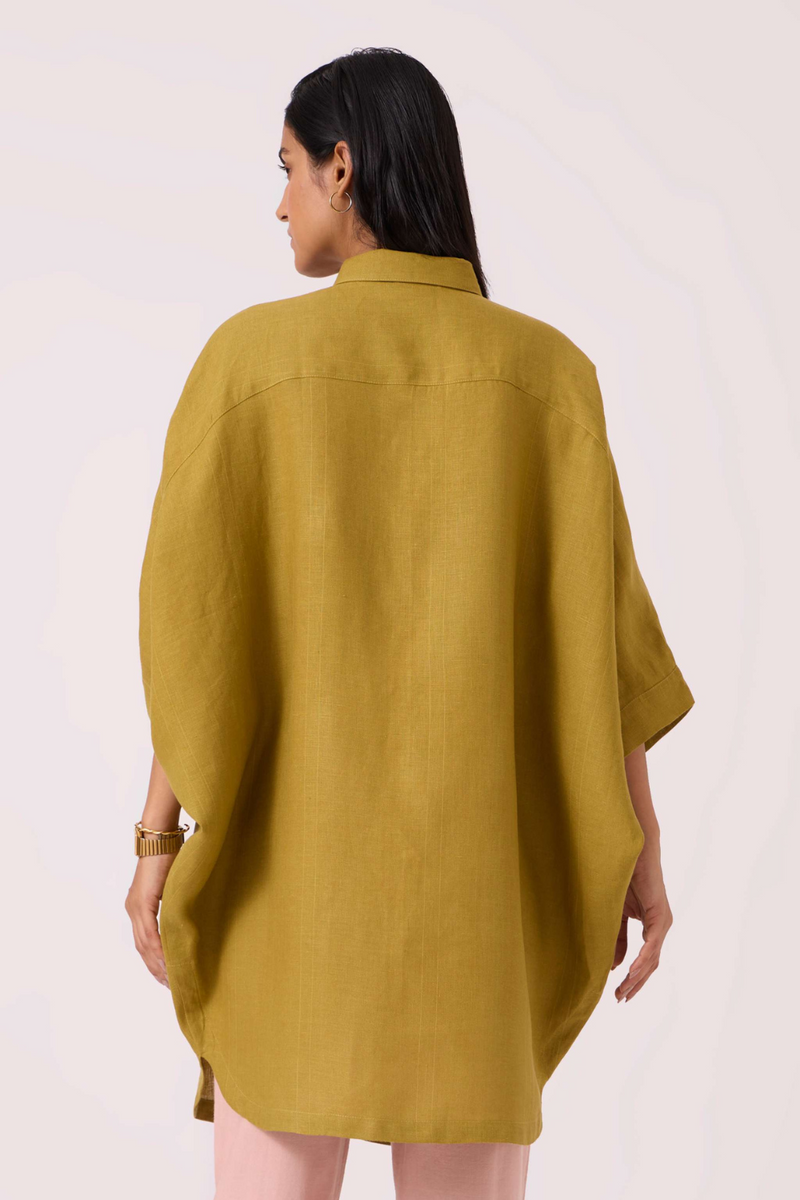 Perico Olive Linen Shirt by The Summer House in olive color for women Worldwide