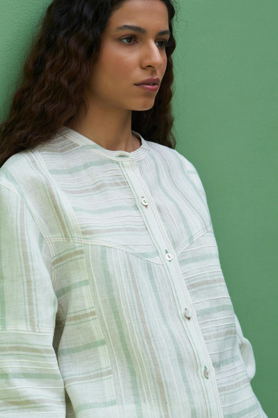 Miyu Pintucked Linen Shirt
- Mint