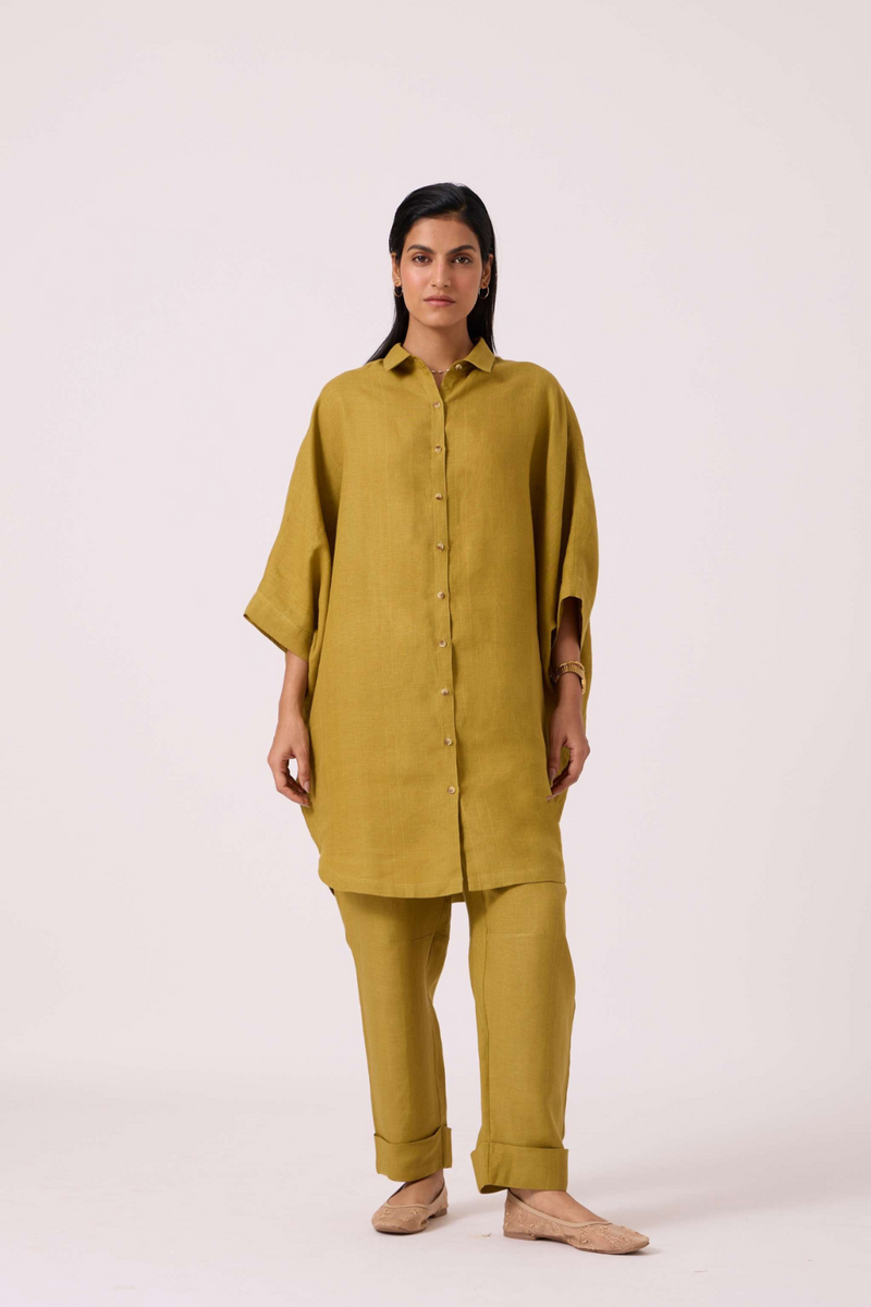 Pip Olive Linen Pants by The Summer House in olive color for women Worldwide