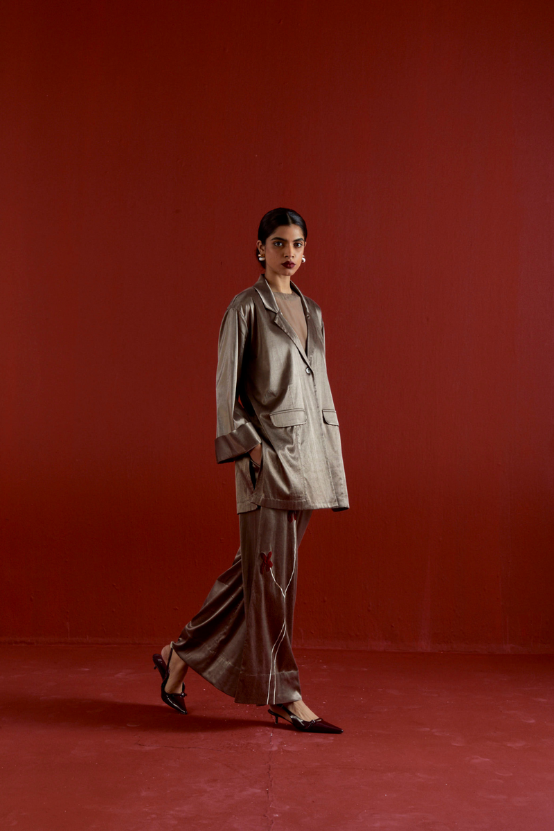WIDE SLEEVE JACKET CO-ORD-CEDAR satin by THREE for women Worldwide
