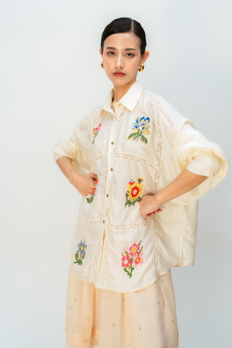 SUMMER LANTERN SHIRT silk top/shirt by Ode to Odd in off white for women Worldwide