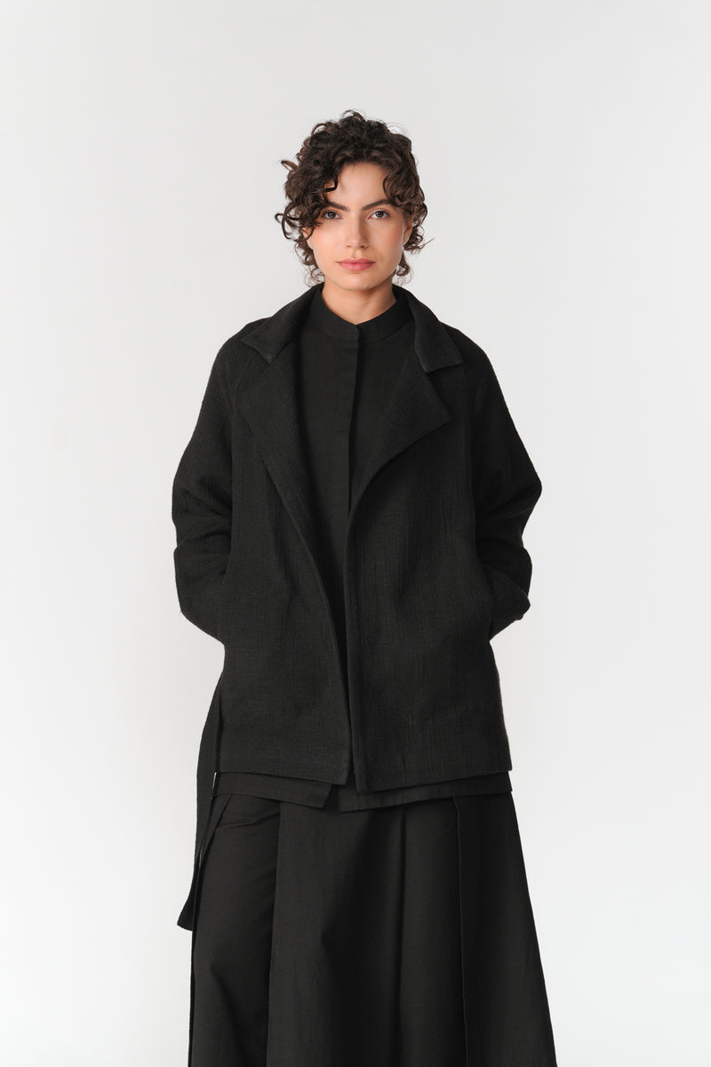 Chenille Short Overcoat jacket/overlay by Turn Black in black for women Worldwide