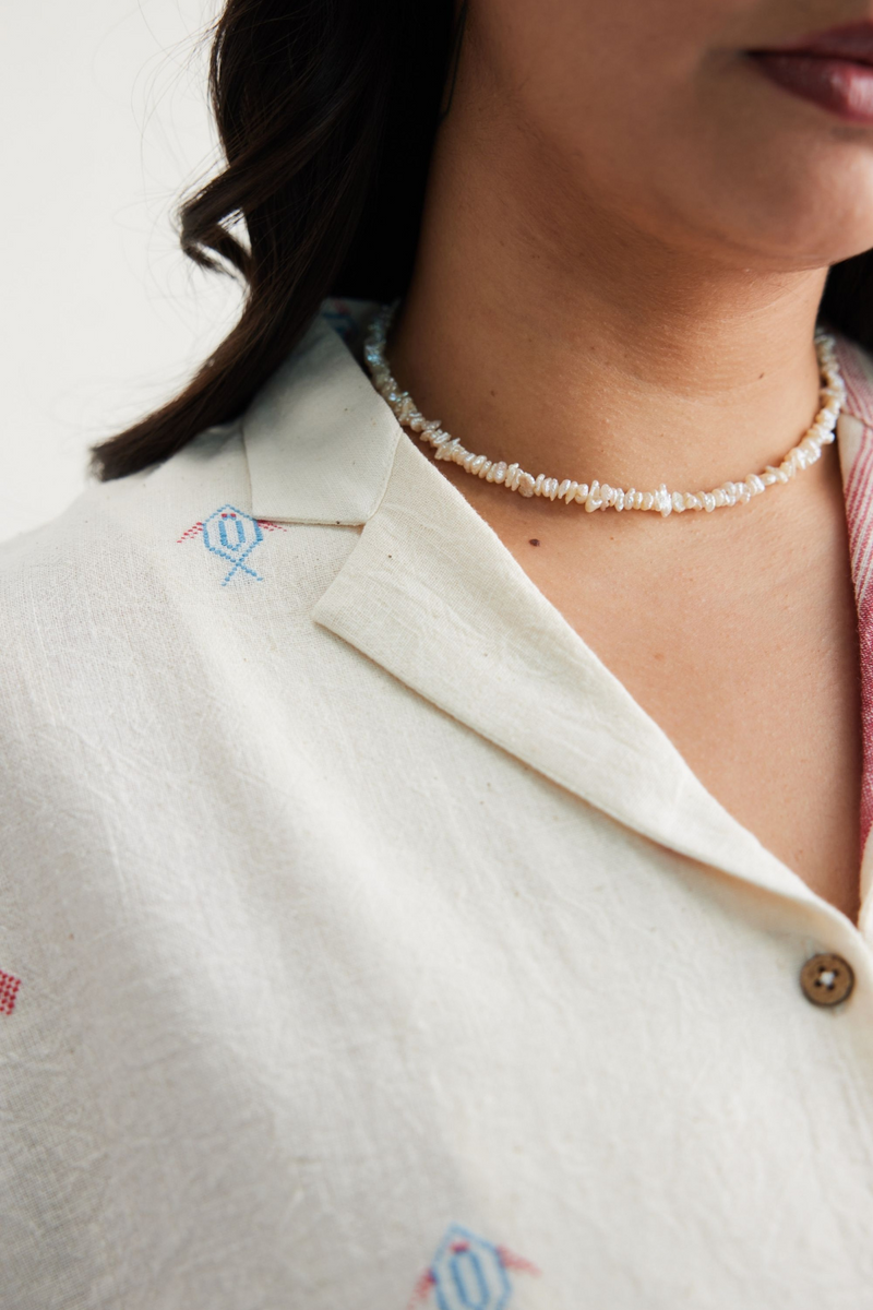 The Reef Shore Handwoven Kala Cotton Shirt cotton by SUI in white color for women Worldwide