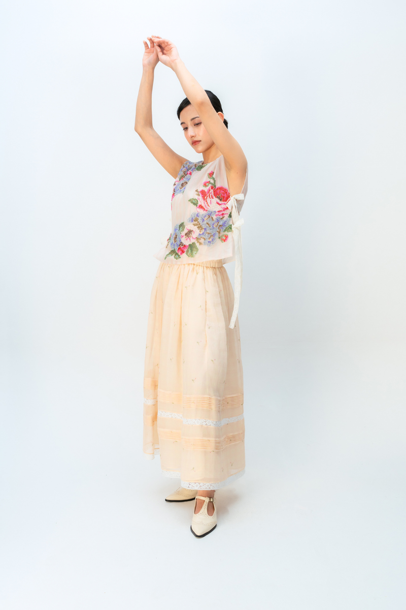 WILD MOSS BIB silk organza jacket/overlay by Ode to Odd in blush pink for women Worldwide