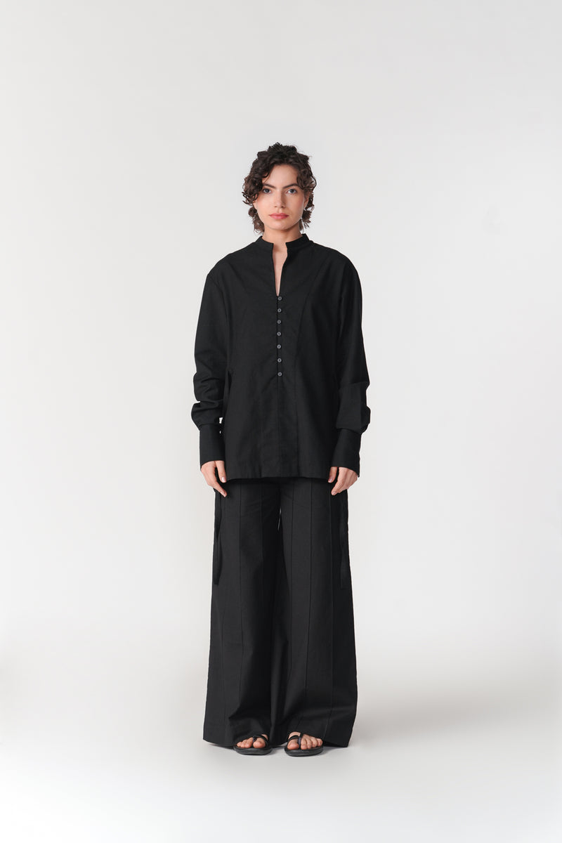 Cotton Tie-Up Top top/shirt by Turn Black in black for women Worldwide