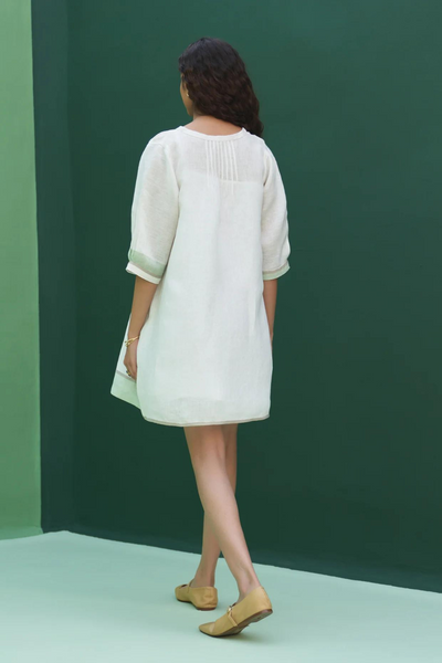 Yima Border Linen Dress
- Ivory