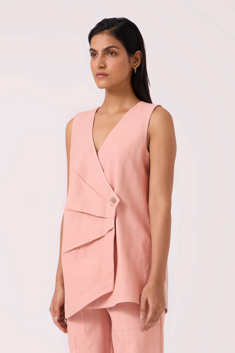 Karenin Pink Handwoven Top cotton by The Summer House in pink color for women Worldwide