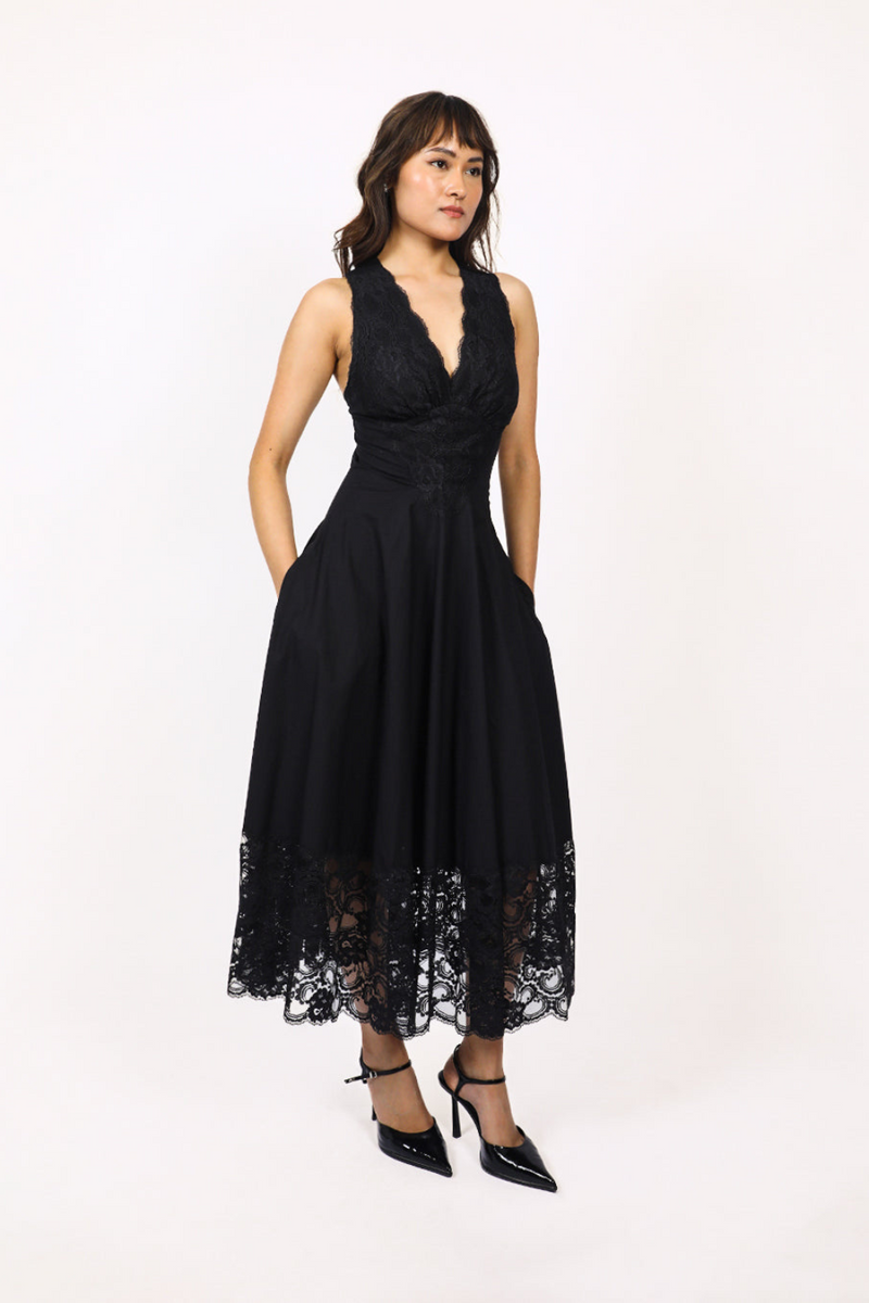 Jia Dress 100% cotton by Leh Studios in black color for women Worldwide