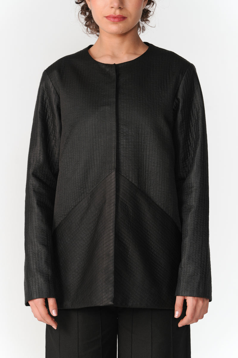 Round Neck Mashru Jacket jacket/overlay by Turn Black in black for women Worldwide