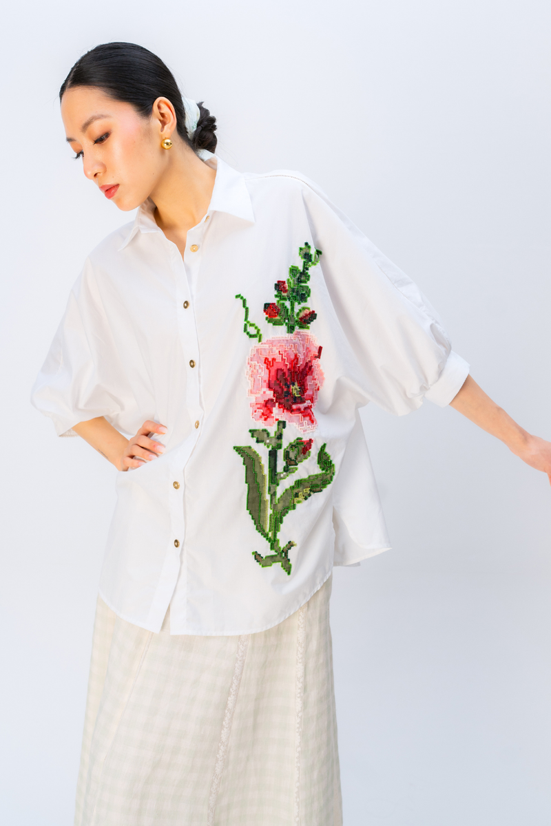 PEONY DREAM SHIRT poplin top/shirt by Ode to Odd in off white for women Worldwide