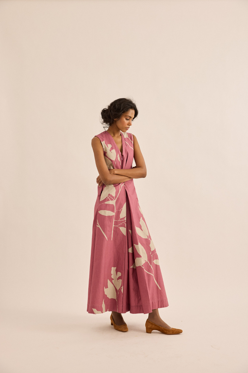 Dalia Jumpsuit oxford jumpsuit by Khara Kapas in rose pink for women Worldwide