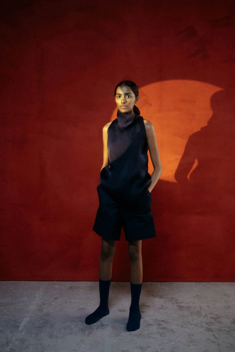 CIRA FUNNEL NECK SET silk by Ituvana in rust color for women Worldwide