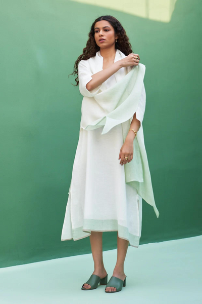 Jin Linen Dress With Overlay
- Ivory