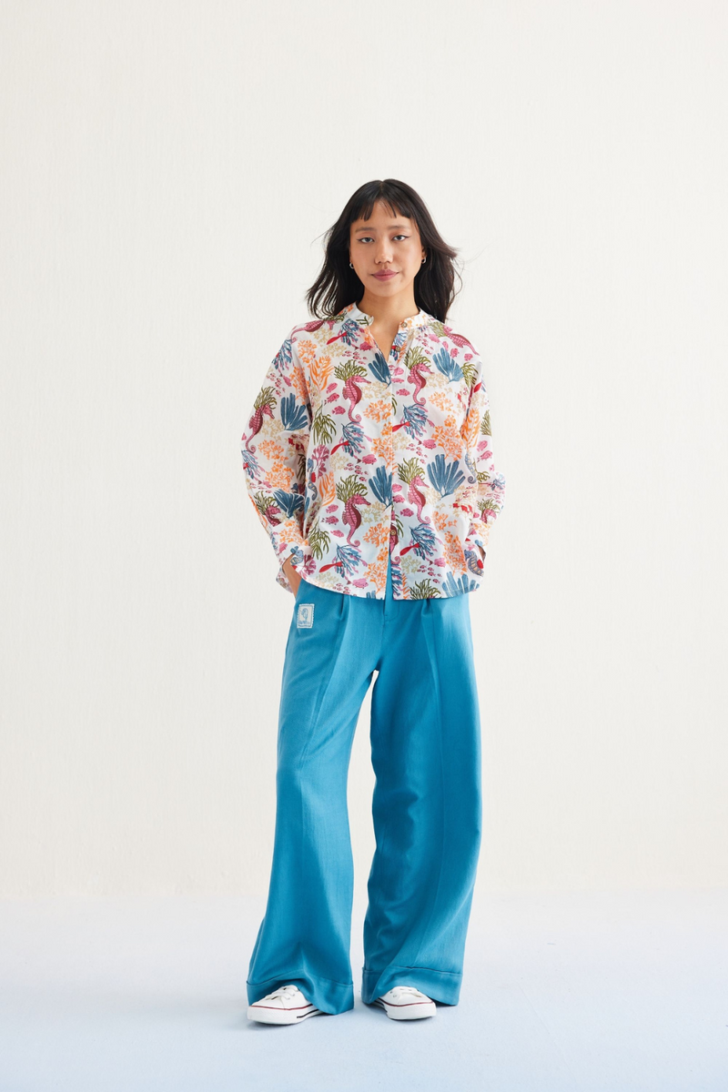 Blooming Reef Lyocell Classic Shirt by SUI in white color for women Worldwide