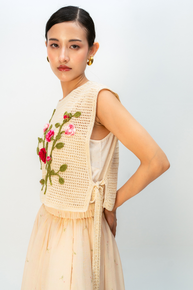 ROSY PAUSE BIB cotton jacket/overlay by Ode to Odd in off white for women Worldwide