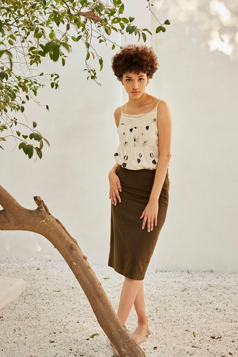 Olive pencil skirt Skirts by Khara Kapas in green for women Worldwide