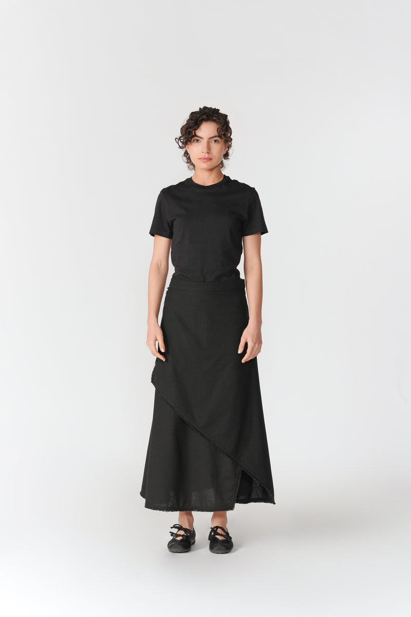 Frayed Edge Asymmetric Skirt skirt by Turn Black in black for women Worldwide