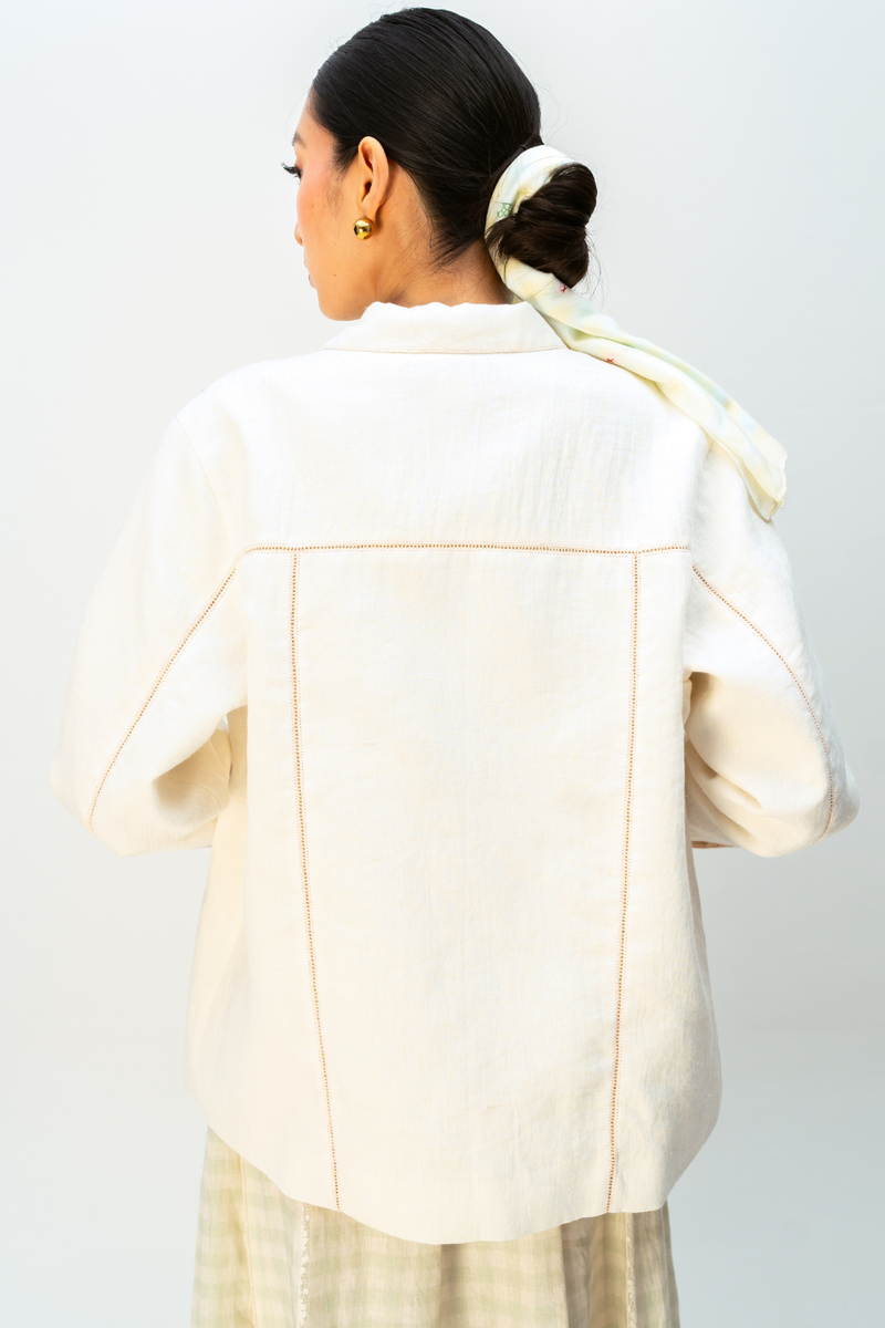 LUSH MEMORY JACKET linen jacket/overlay by Ode to Odd in off white for women Worldwide