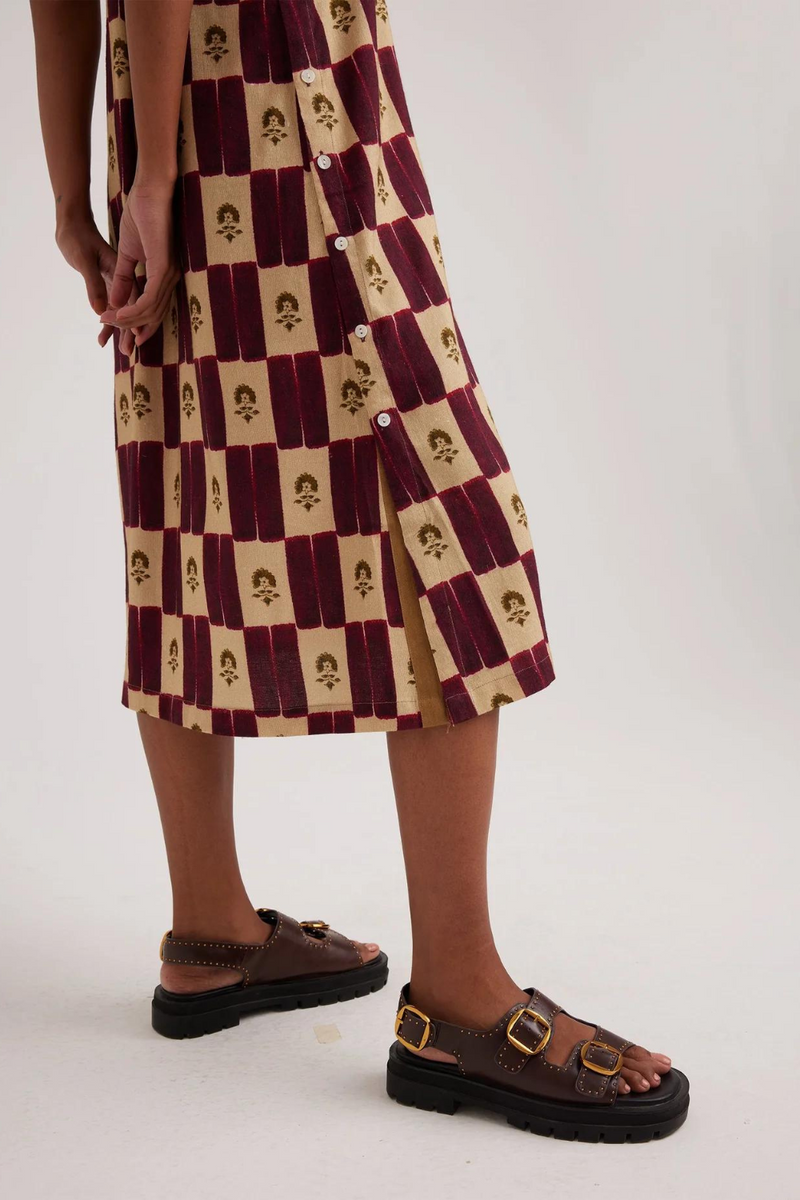 Zen Dress-Stamp Checks rayon by CORD for women Worldwide