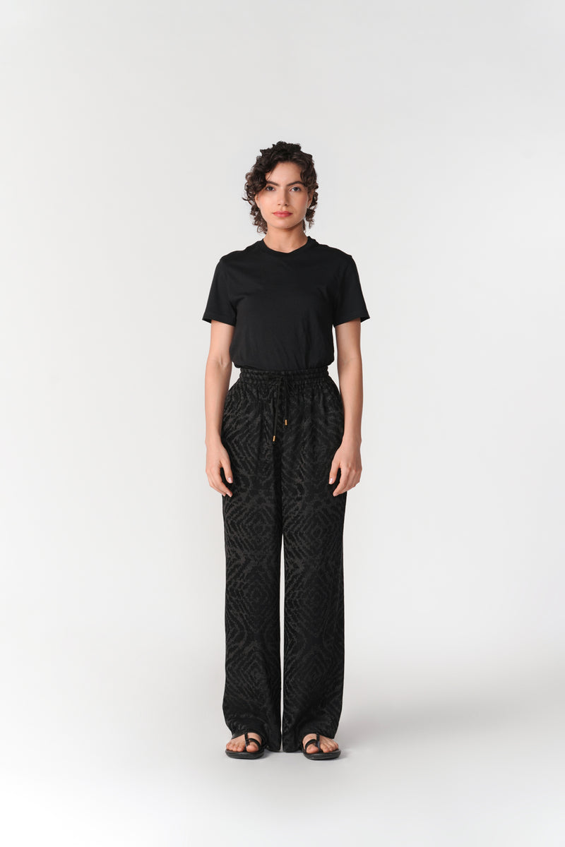 Jacquard Trousers pant/trouser by Turn Black in black for women Worldwide