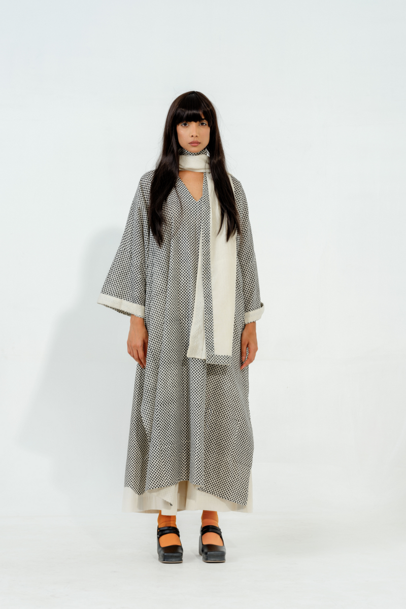Moringa Dress cotton muslin dresses by Stoique in natural, black for women Worldwide