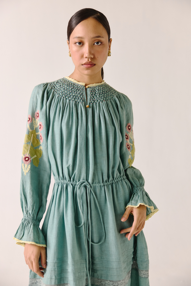 Edith Dress - Pale Blue Pixel Applique by CORD in blue for women Worldwide