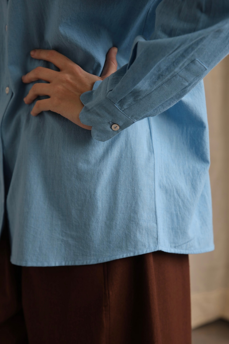 Louie Shirt - Cornflower cotton by MASON AND MILL in blue color for women Worldwide