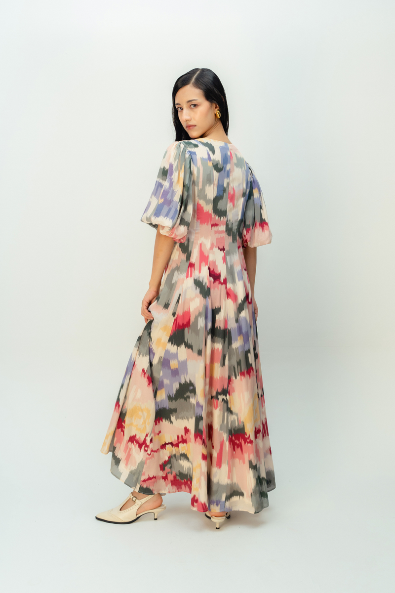 SUNWOVEN TALE DRESS crepe dress by Ode to Odd in multi for women Worldwide
