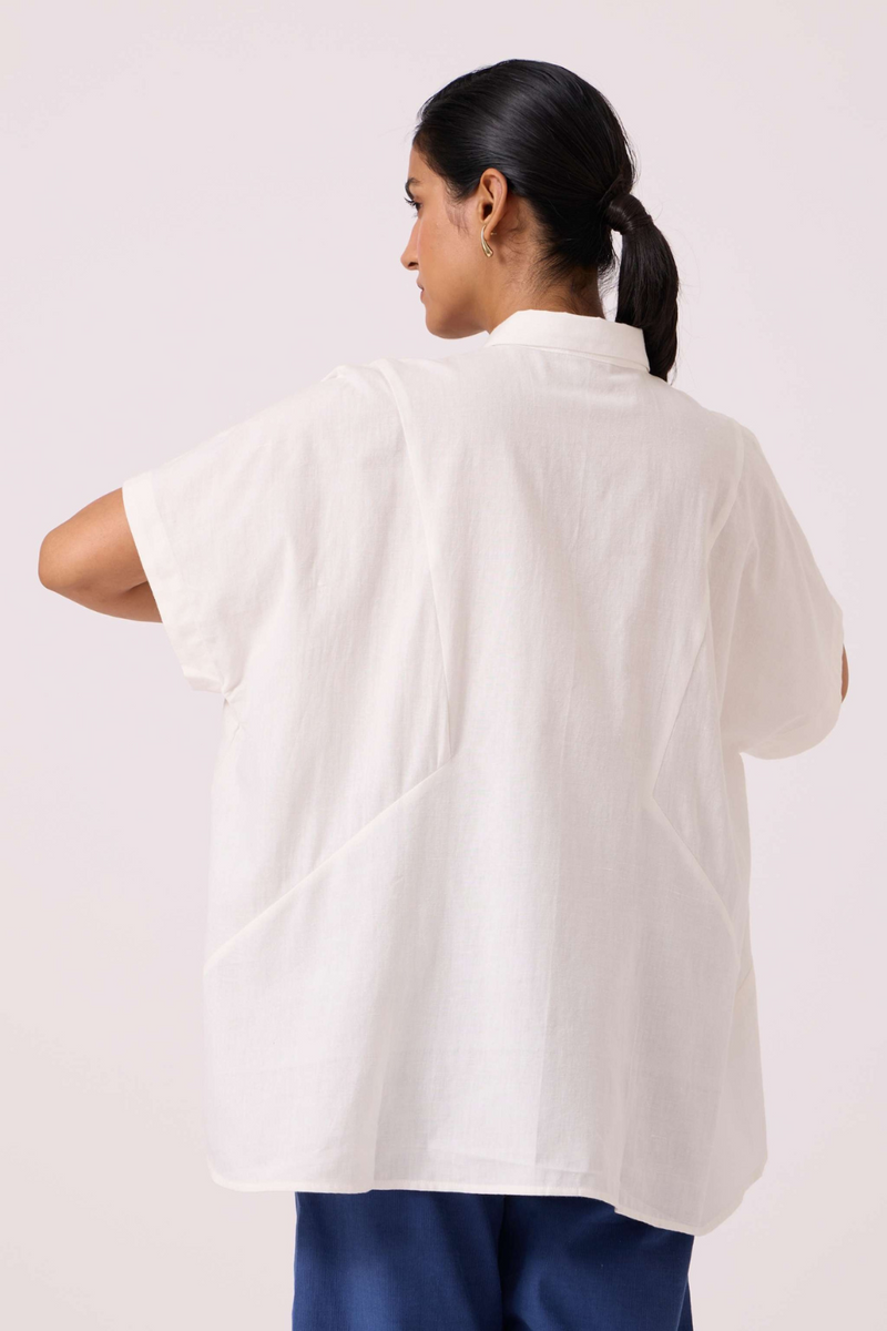 Sibyl Handwoven Embrodiered Shirt cotton by The Summer House in beige color for women Worldwide