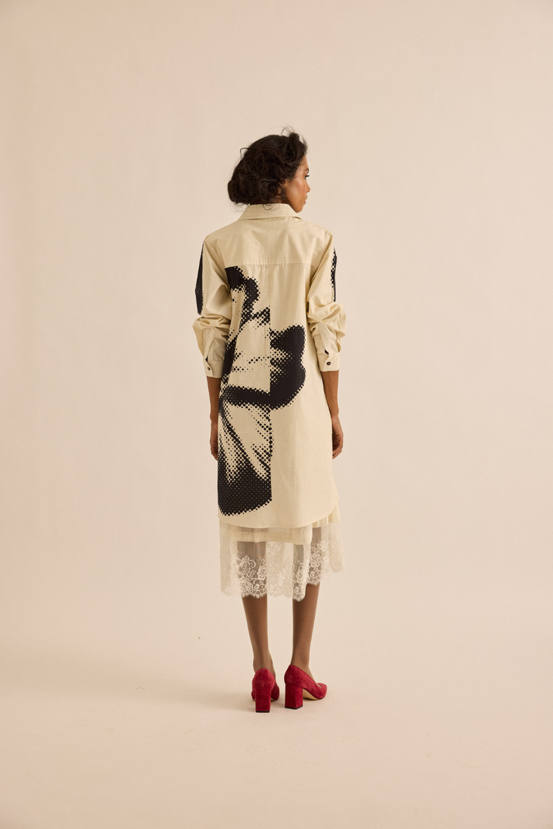 Baccara Shirt Dress poplin dress by Khara Kapas in off-white for women Worldwide