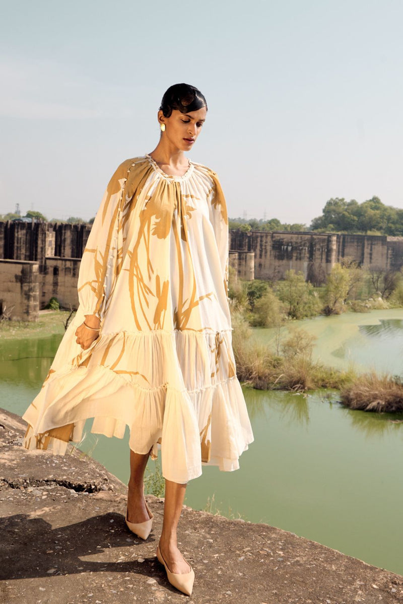 Canary dress cotton by Khara Kapas in white for women Worldwide