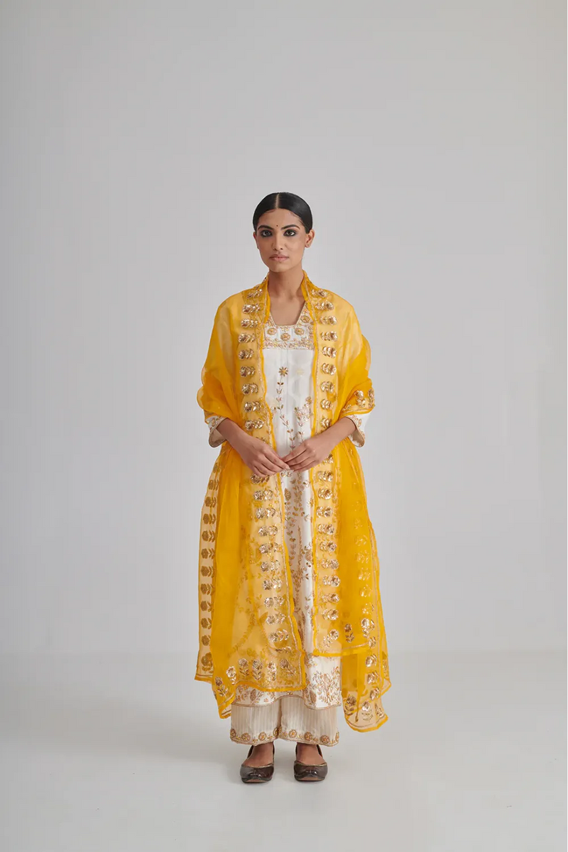 AAVYA DUPATTA organza by Rashika Mittal in yellow color for women Worldwide