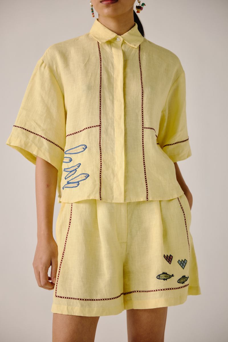 Ava Shirt - Butter Yellow Fish by CORD in yellow for women Worldwide