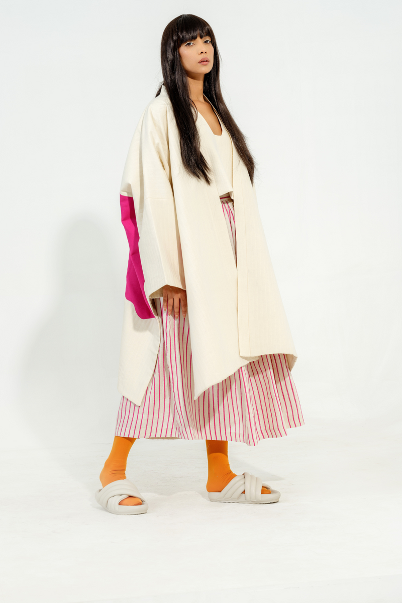 Shitake Jacket cotton matty jackets and overlays by Stoique in natural, pink for women Worldwide