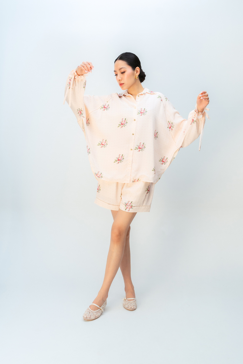 ALMOND DAZE CO-ORD SET crepe co-ord set by Ode to Odd in blush pink for women Worldwide