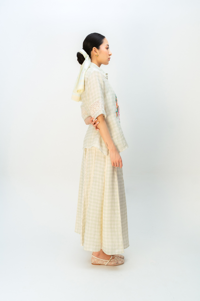 FAIRY CHECK SHIRT linen top/shirt by Ode to Odd in green for women Worldwide