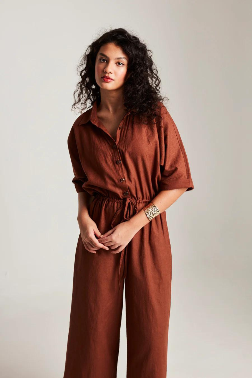 Mocha Co-Linen Boilersuit