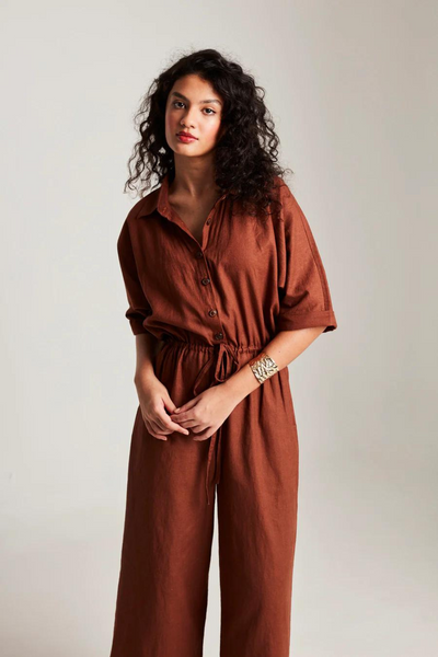 Mocha Co-Linen Boilersuit