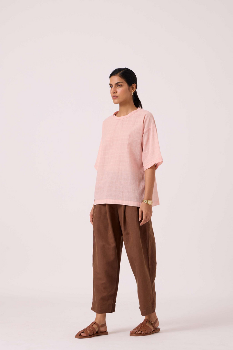 Laurie Pink Handwoven Top cotton by The Summer House in blue color for women Worldwide