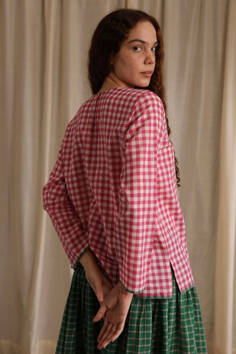 Mona Top cotton by MASON AND MILL in pink color for women Worldwide