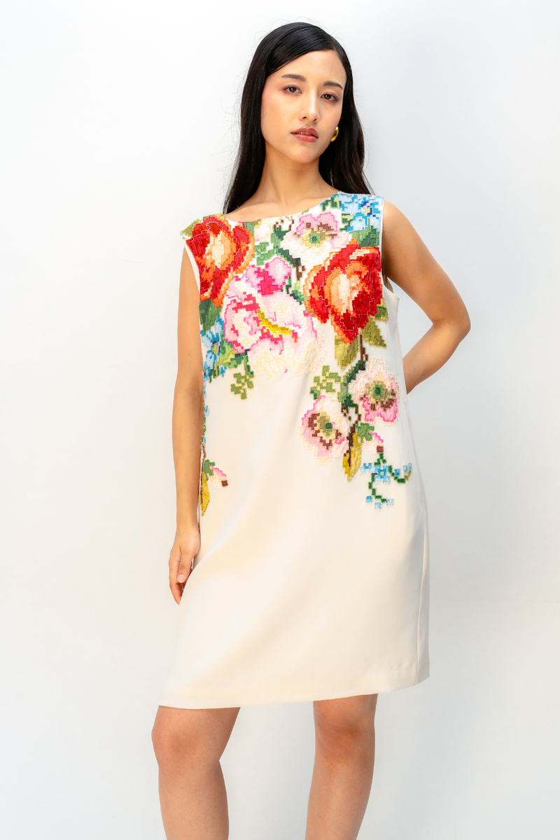 ROSEGARDEN DRESS crepe dress by Ode to Odd in off white for women Worldwide