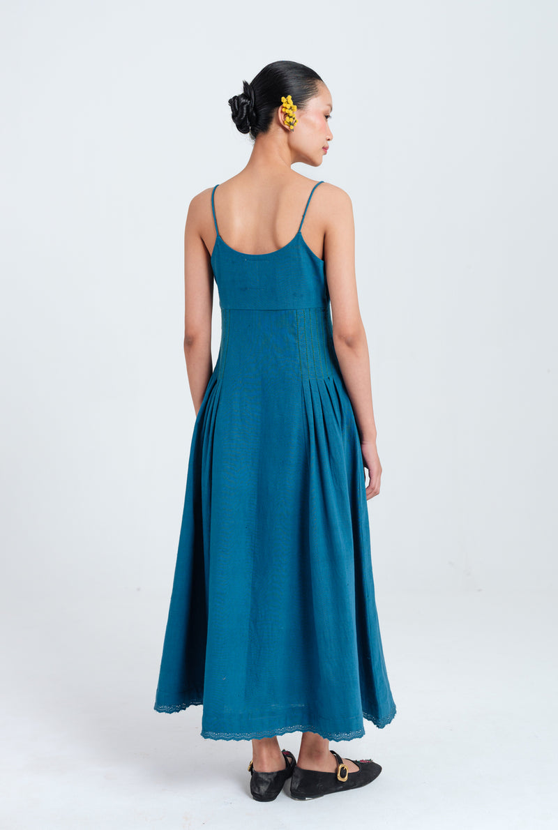 Ether Pleated Dress kala cotton dress by JodiLife in blue for women Worldwide