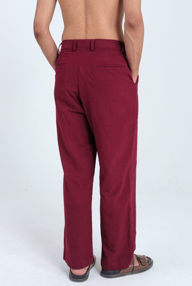 Kuhu Handloom Trouser kala cotton pant/trouser by Jodi Men in red for men Worldwide