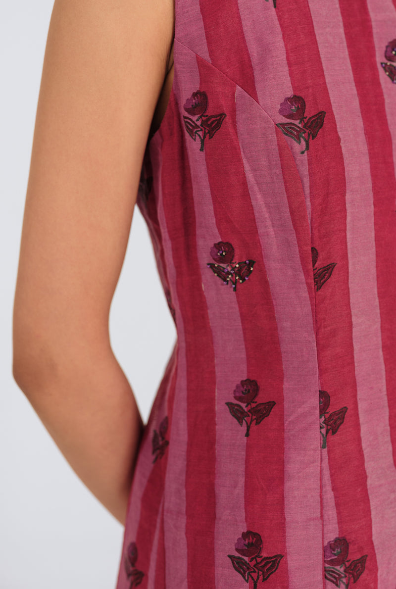 Spring Asymmetric Dress mul chanderi dress by JodiLife in red, pink for women Worldwide