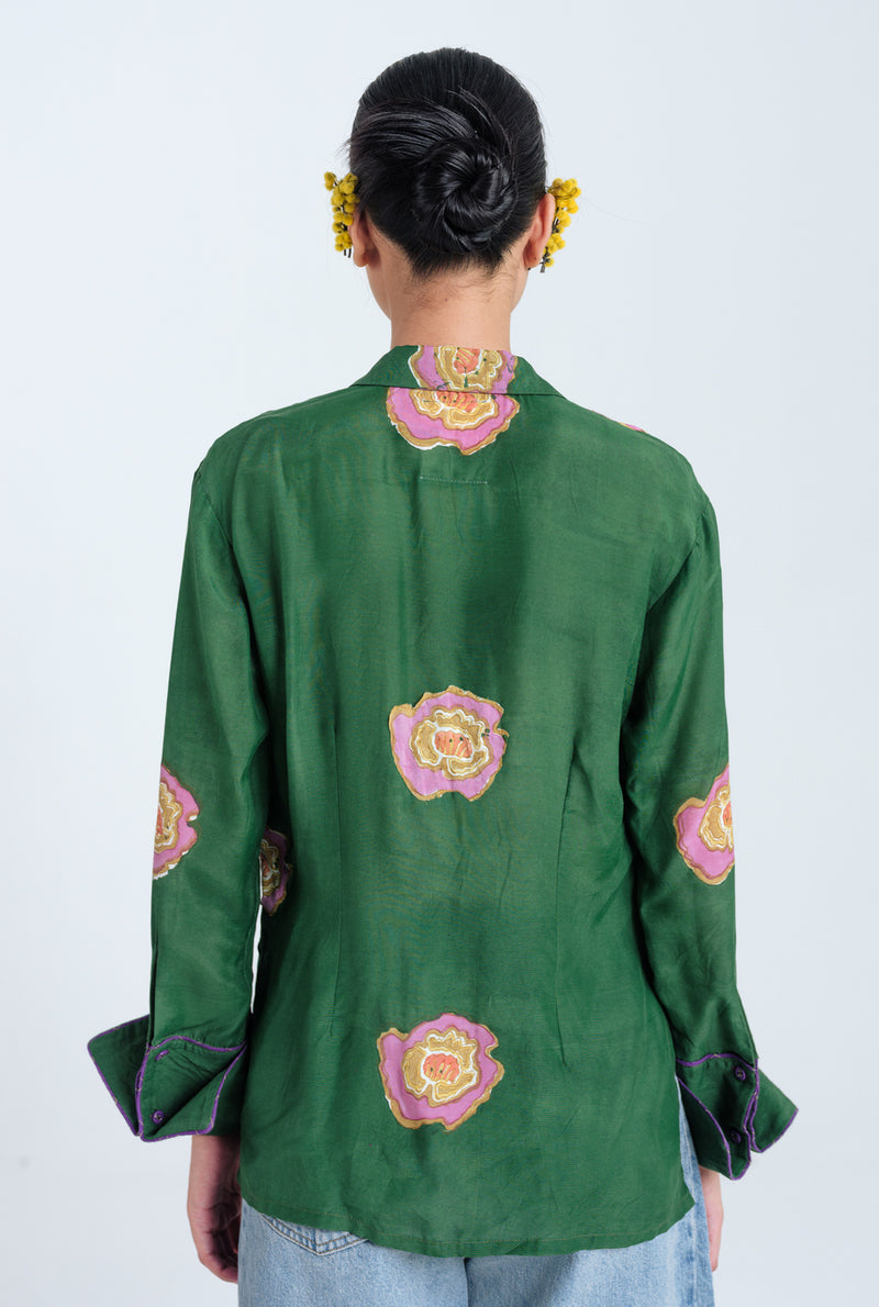 Flow Blouse muslin silk top/shirt by JodiLife in green for women Worldwide